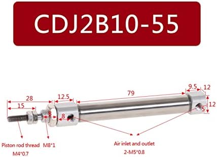 Adaptor conector de furtun CDJ2B-10 cilindru pneumatic cu dublu rază cu acțiune dublă 10mm Diametru de foraj 10 ~ 150mm CDJ2B10