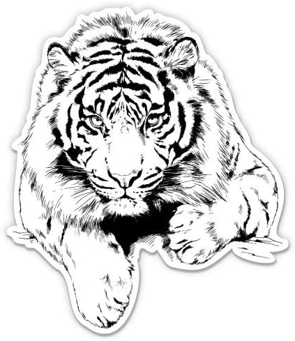 Desen de tigru alb -negru - autocolant de vinil de 5 - pentru laptop auto I -PAD - Decalitate impermeabilă