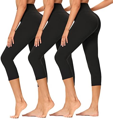 Gayhay Capri cu talie înaltă pentru femei - Control de burtă slim moale - Pantaloni de exercițiu pentru alergarea la antrenament