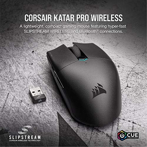Corsair Katar Pro Wireless, mouse de Gaming FPS/MOBA ușor cu tehnologie Slipstream, formă simetrică compactă, 10.000 DPI-Negru
