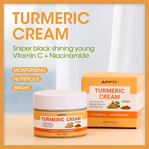 Cremă de față Appti Turmeric pentru zi și noapte, loțiune de piele Turmeric cu vitamina C și niacinamidă pentru față și corp,