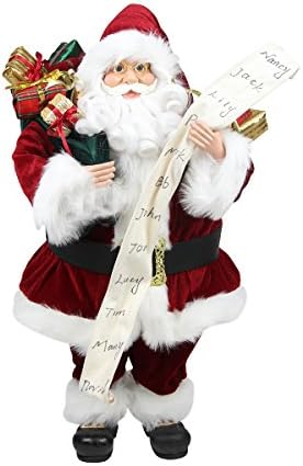 Northlight Standing Moș Crăciun cu lista obraznică sau drăguță și geantă de cadouri de Crăciun, 24