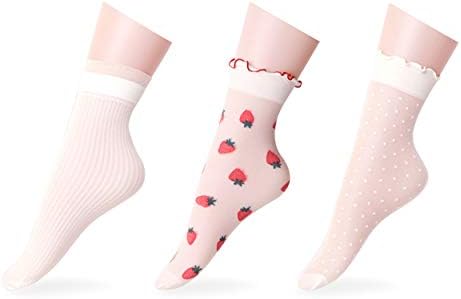 Siebold Girls Socks & Solfs Socks Socks din dantelă Șosete cu volane, Fashion Strawberry Femei și fete prințesa Campus Dance