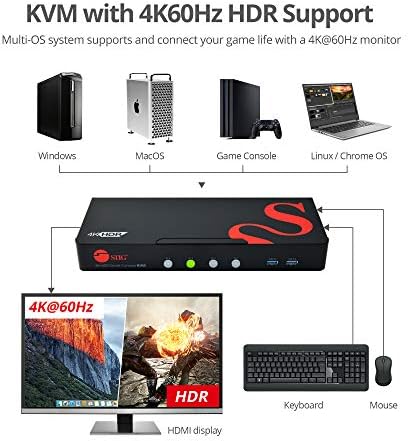 SIIG 4 porturi HDMI 2.0 4K HDR KVM comutator consola inteligentă cu USB 3.0 Multi-Media