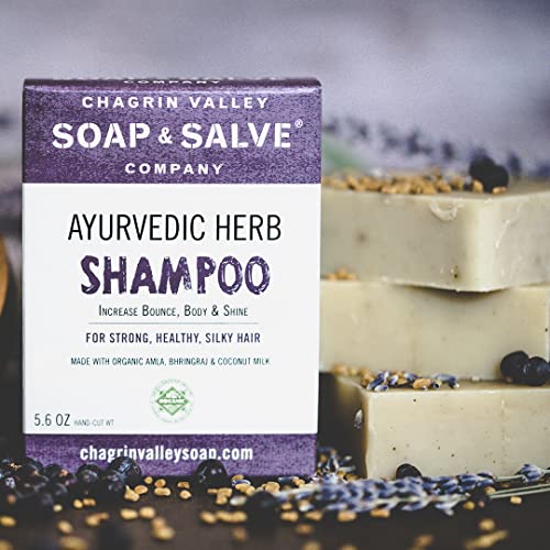 Chagrin Valley Soap & amp; Salve Organic Natural Shampoo Bar-ierburile ayurvedice ajută părul subțire, plictisitor, șchiopătat