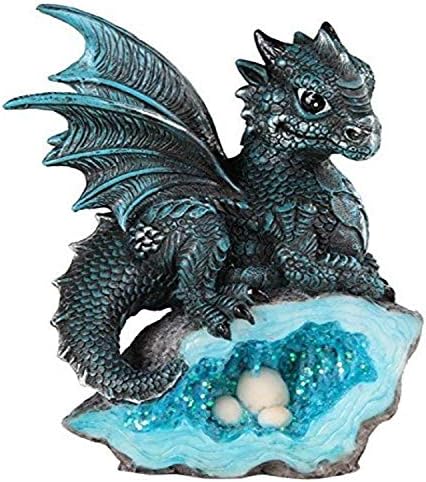 George S. Chen Imports SS-G-71581 Blue Medieval Baby Dragon cu Figurină decorativă cuib de ou de cristal, 7871581