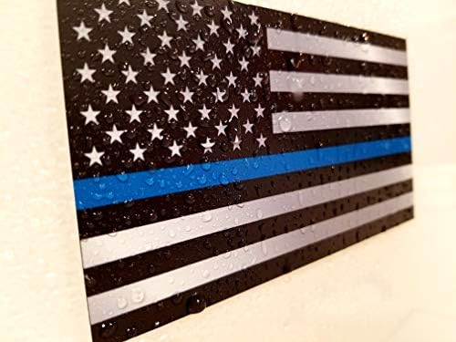 Pachet de 3 linii subțiri albastre și autocolante de pavilion din SUA Flag American Fallen Fallen Officer Cop Camion Camion