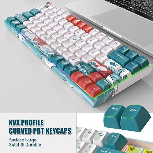 COSTOM XVX M84 75% Tastatură mecanică fără fir/cu fir, tastatură compactă pentru jocuri cu 84 de taste Hot Swappable, N-Key