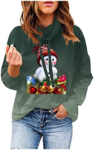 hanorace casual hoksml pentru femei minunate de Crăciun cu zăpadă gradient cu mânecă lungă bluză de pulovere de topuri pentru