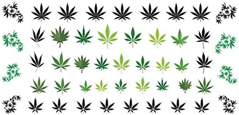 Marijuana Pot Frunze De Apă Diapozitiv Unghii Arta Decalcomanii Set 2