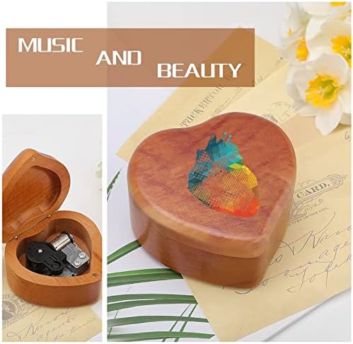 Love Heart2 Cutie de muzică din lemn Forma inimii cutii muzicale cu cutie din lemn vintage pentru cadou