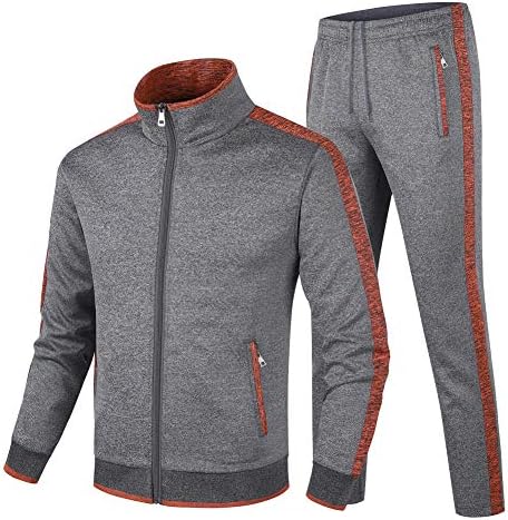 Guanzizai pentru bărbați casual traseu casual cu mânecă lungă set atletic set complet cu fermoar running jogging geacă și pantaloni