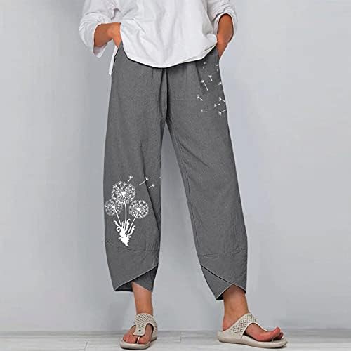 Pantaloni Casual de vară din bumbac pentru femei pantaloni largi cu picior drept pantaloni lungi cu talie înaltă, cu buzunare,