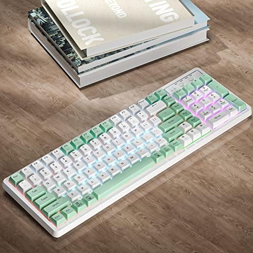 Tastatură mecanică Fogruaden hot Swappable, montată pe garnitură ușoară, 102 taste RGB Rainbow Retroiluminate, tastatură ergonomică
