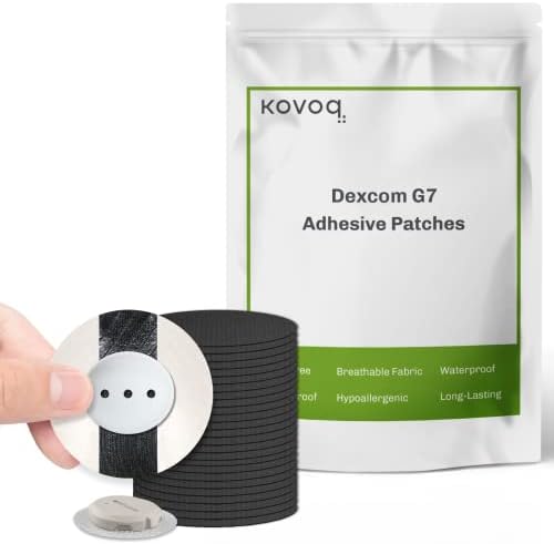 Kovoq Dexcom G7 Patch-uri adezive, 25 de patch-uri adezive impermeabile + 1 Hushell reutilizabil pentru Dexcom G7, fără latex,