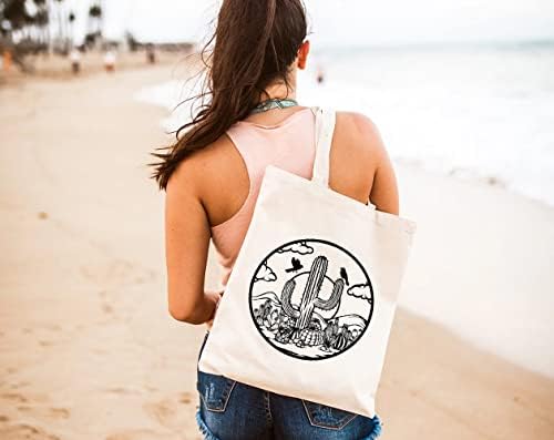 GXVUIS Desert Cactus Canvas Bag pentru femei estetică Nature Nature Genti pentru umăr pentru cumpărături Cadou de călătorie