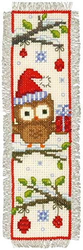 Vervaco Cross Cross Stitch Kit Kit Owls în pălării Santa 2,4 x 8