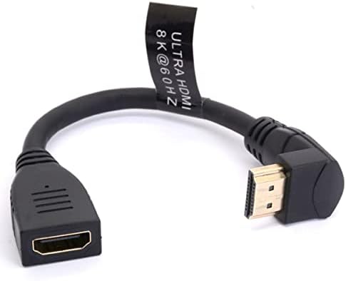 Cablu prelungitor HDMI 8K, scurt HDMI 2.1 tată la mamă cablu HDMI cu unghi de 90 de grade adaptor Hdmi de mare viteză 48gbps