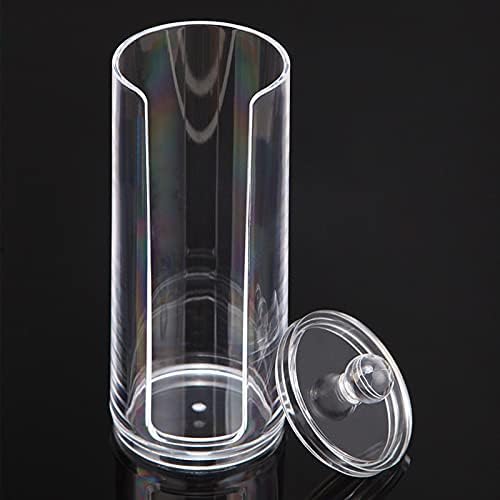Dbylxmn cosmetice bumbac acrilice sticla Dispenser cilindrice bumbac rotund Cutie depozitare stocare Pad menaj & amp; organizatori