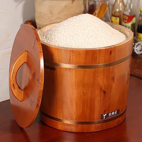 Distribuitor de orez din lemn de cedru 22/55 / 110lbs Containere de depozitare a orezului cu capac distribuitor de cereale blat organizare orez Rezervor de orez distribuitor de cereale integrat pentru bucătărie acasă