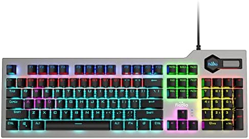 Tastatură mecanică pentru jocuri Fiodio, tastatură retroiluminată RGB Rainbow cu comutatoare albastre, tastatură standard ergonomică