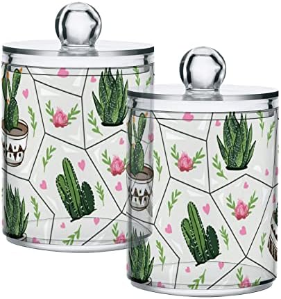 Suculente Cactus bumbac tampon de bumbac containere pentru baie borcanele cu capace set bumbac brichete borcan rotund pentru