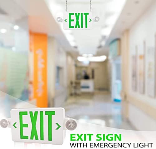 Semn de ieșire cu LED verde ostek cu lumină de urgență, două lumini de ieșire de urgență reglabile cu LED-uri cu backup pentru