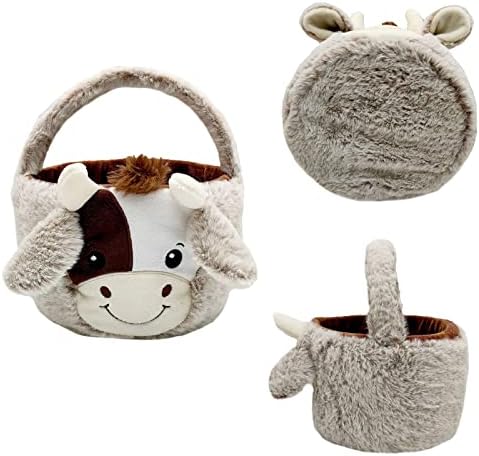 MOMKER Cow Coș saci de pluș găleți de pluș ureche Tote Genti cadou vaca saci de vânătoare pentru decoratiuni bomboane cadouri