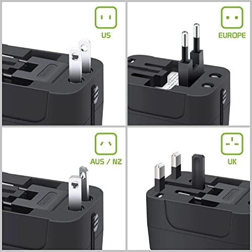 Travel USB Plus International Power Adapter Compatibil cu Micromax Q417 pentru puterea la nivel mondial pentru 3 dispozitive