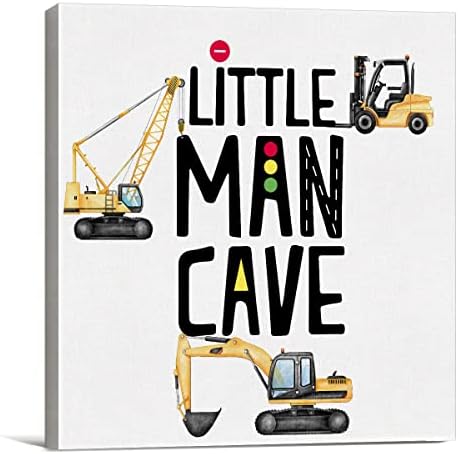 Construcție creșă Little Man Semne Peșteră Artă de perete imprimeuri Canvas Construcție Camion Transport vehicul imprimat pentru
