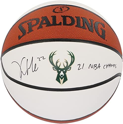 Khris Middleton Milwaukee Bucks Baschet alb cu panou alb cu inscripție „21 NBA Champ” - baschet autografat