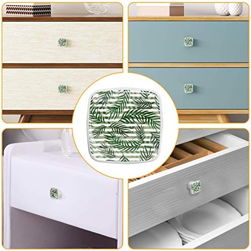 Idealiy tropicale frunze Alb verde dungi sertar trage Mânere Cabinet Dressing masă Dresser buton trage mâner cu șuruburi 4buc