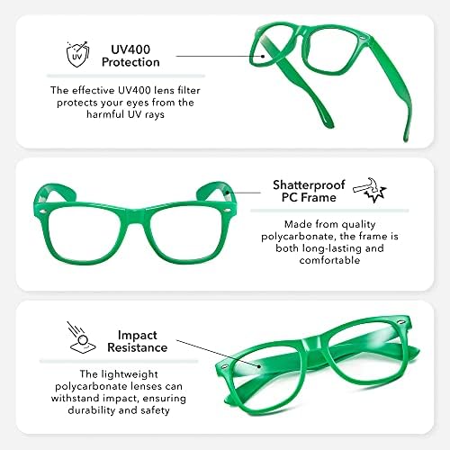 LEICO FASHION Clear Lens Ochelari Retro Nerd fără prescripție medicală pentru bărbați femei-Costum Cosplay ochelari falsi