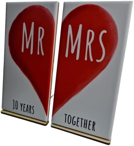 Domnul și doamna 10 ani împreună-dublu faianta Ornament 10 mrmrs10