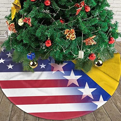 Fustă de brad de Crăciun, Flag american de 30-48 inci și covoraș de pavilion bosnian pentru decorațiuni de Crăciun Ornamente