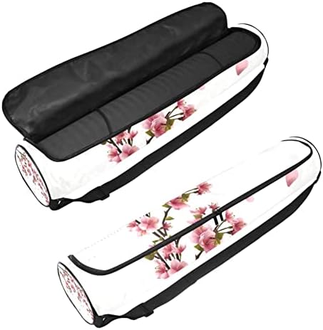 Geantă de covorașă de yoga Ratgdn, Flori Sakura Exercițiu Yoga Mat Carrier Full-Zip Yoga Mat Purtă cu curea reglabilă pentru