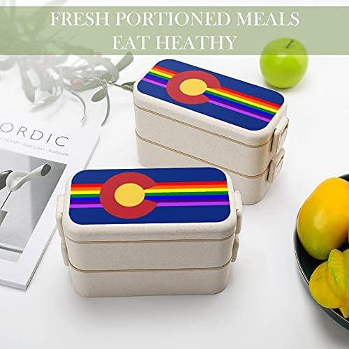 Colorado LGBT Flag Bento Bento Box 2 Compartiment Containere de depozitare a alimentelor cu lingură și furculiță