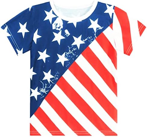 Tricou de top pentru copii mici băieți, tricou top thirt rex Dino Baby American Flag Haine Tricou Tricou pentru copii