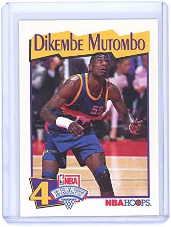 1991-92 Hoops 48 Dikembe Mutombo Denver Nuggets Rookie Card- Aproape de condiții de mentă nave în noul Holder