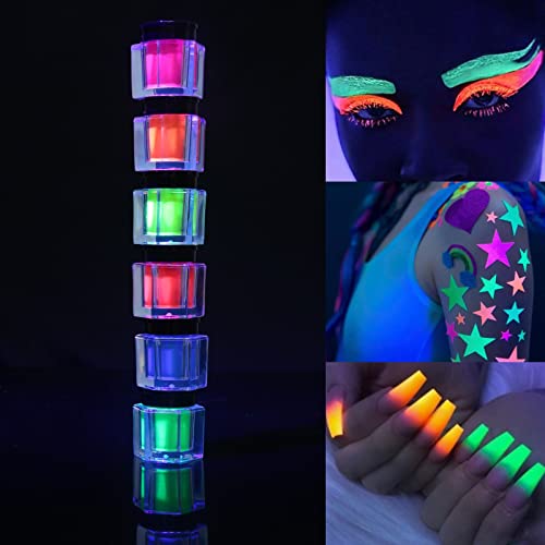 UCANBE 6 piese Neon Eyeshadow UV Glow în întuneric machiaj mat curcubeu fard de ochi fata corp machiaj pentru Festivalul de