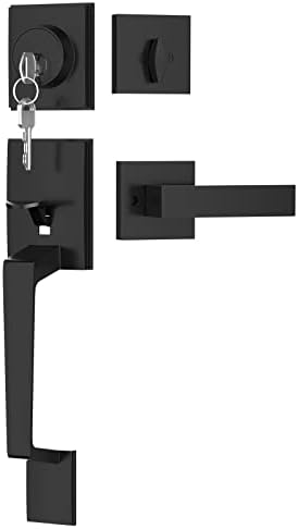 Mânerul ușii din față negre și setul de demail, setul de blocare a ușii din față neagră cu manetă de mâner reversibilă, set