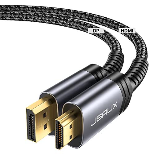JSAUX DisplayPort la cablu HDMI de 6,6ft, DP la HDMI Masculin Masculat la masculin Cablu video FHD Nylon împletit DP către