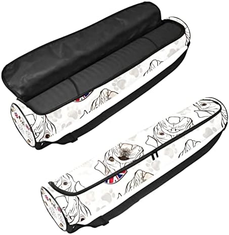 Yoga Mat Bag, engleză Bulldog exercițiu Yoga mat Carrier Full-Zip Yoga Mat Carry Bag cu curea reglabilă pentru femei bărbați