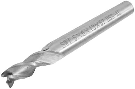 X-DREE 5mm x 6mm x 13mm x 57mm 3 flaute drept burghiu HSS End Mill freza (5 mm x 6 mm x 13 mm x 57 mm 3 canales Flauta recta