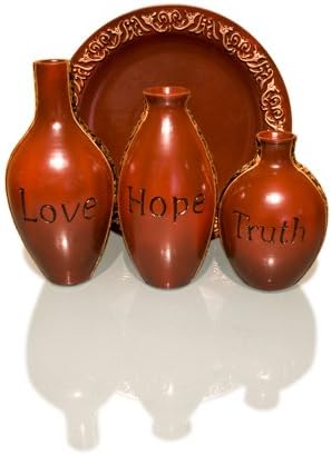American Atelier Accente de Jay Inspirational Red Resin Vases With Tray, set de 3