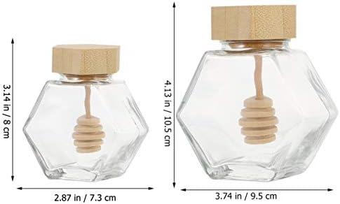 Amosfun sticlă sirop Dispenser 2buc miere jar Borcane carul cu sticlă Dispenser Oală-miere Jar sticlă miere oală de etanșare
