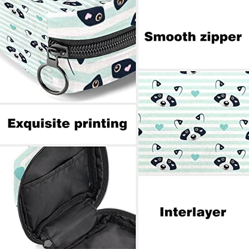 Raccoon Heart Stripes sac de depozitare a șervețelului sanitar portabil Kit de perioadă sac Pad pungi pentru perioada menstruală
