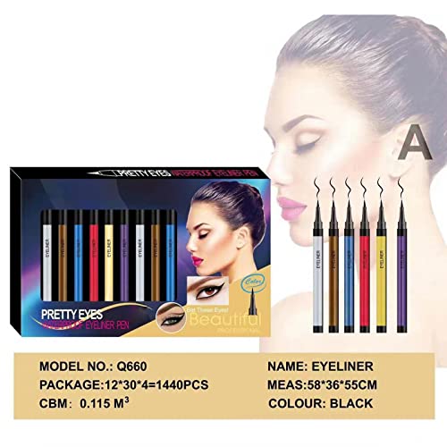Guolarizi colorat Eyeliner Pen impermeabil ulei dovada Non pete 12 bucată Eyeliner lichid Pen tub durabil Eyeliner ușor de