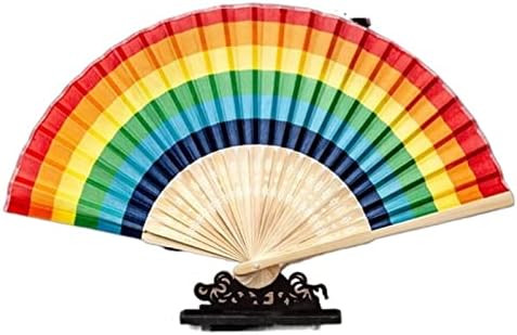 Jkyyds Summer Fan Rainbow Handheld Fan Fan Fan Decorația Petrecerii de Nuntă Decorând Festive Dance Show