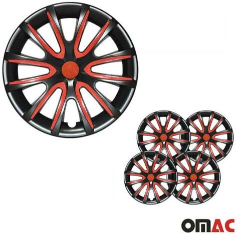 OMAC 16 inch Hubcaps pentru Toyota Camry, roți Rim acoperă, 4 Piese, negru și roșu